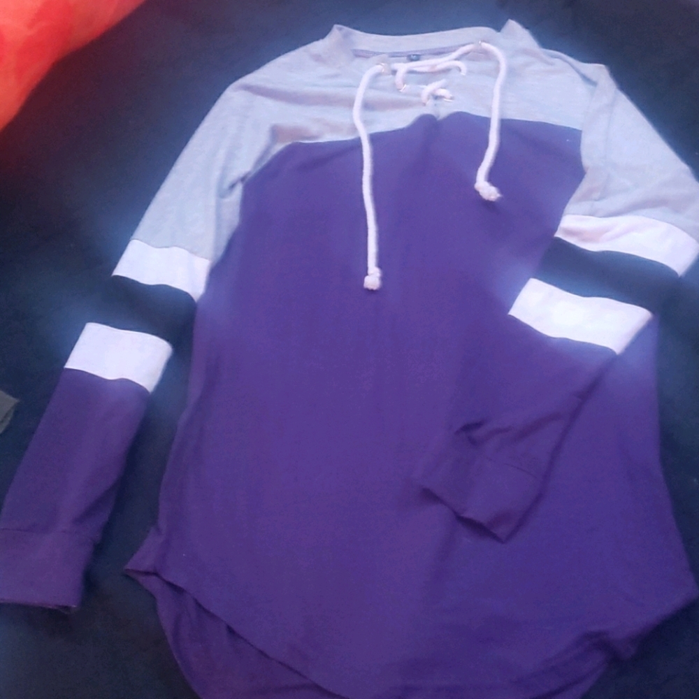 Purple and gray long sleeved shirt